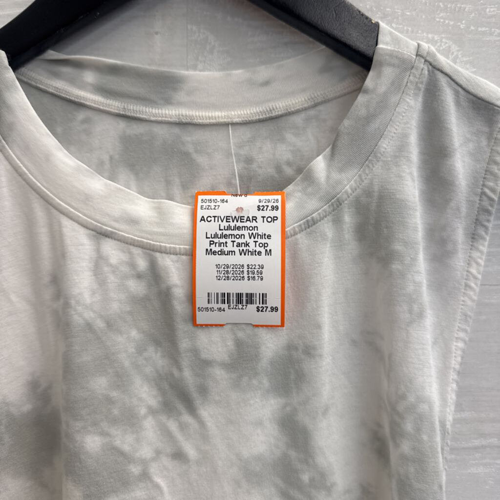 Lululemon White Print Tank Top Medium