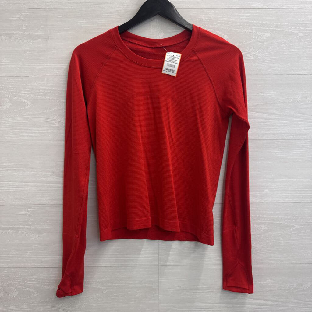 Lululemon Red Cropped Long Sleeve Top 8