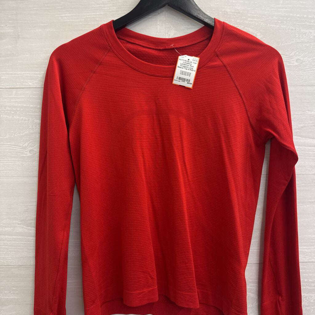 Lululemon Red Cropped Long Sleeve Top 8
