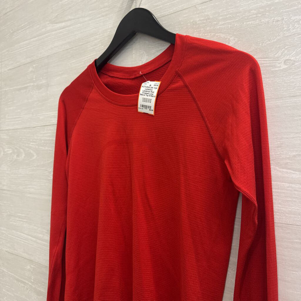 Lululemon Red Cropped Long Sleeve Top 8