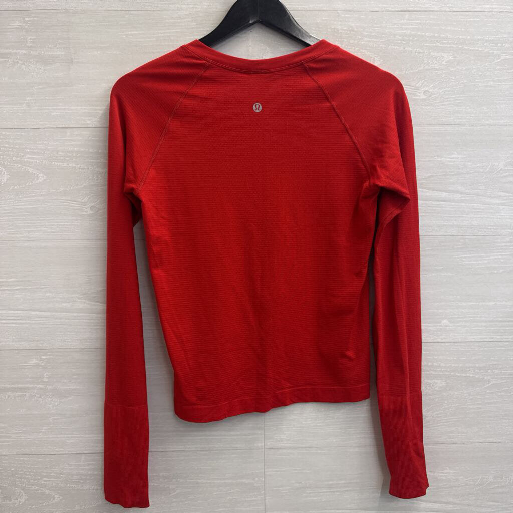 Lululemon Red Cropped Long Sleeve Top 8
