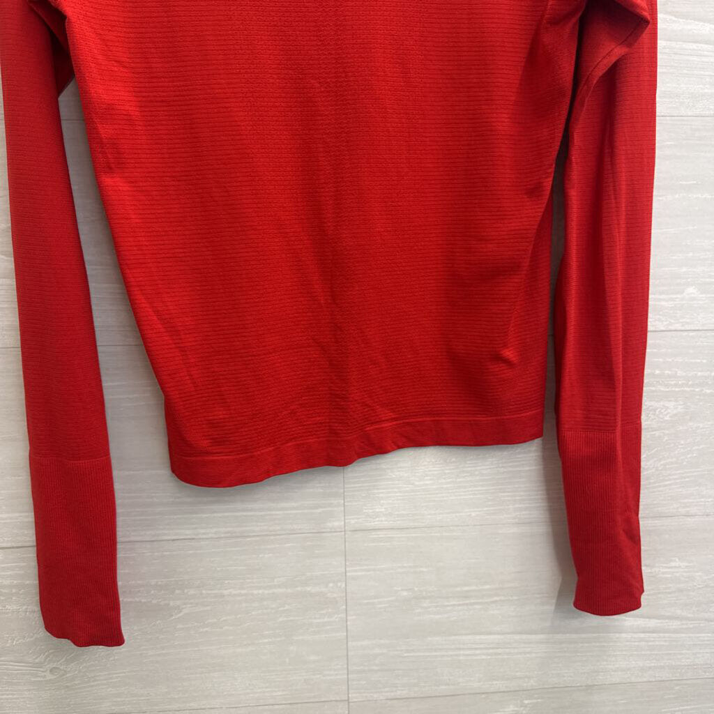 Lululemon Red Cropped Long Sleeve Top 8