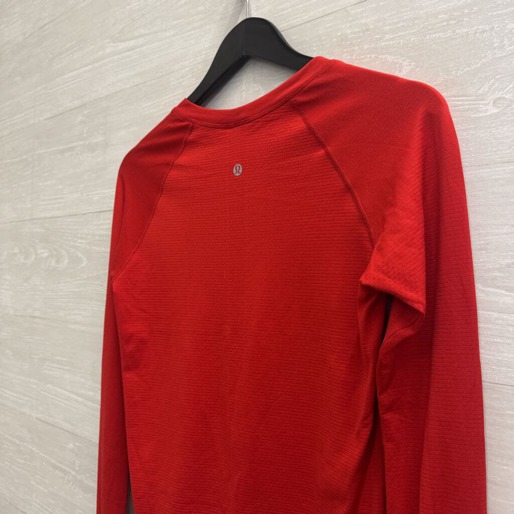 Lululemon Red Cropped Long Sleeve Top 8
