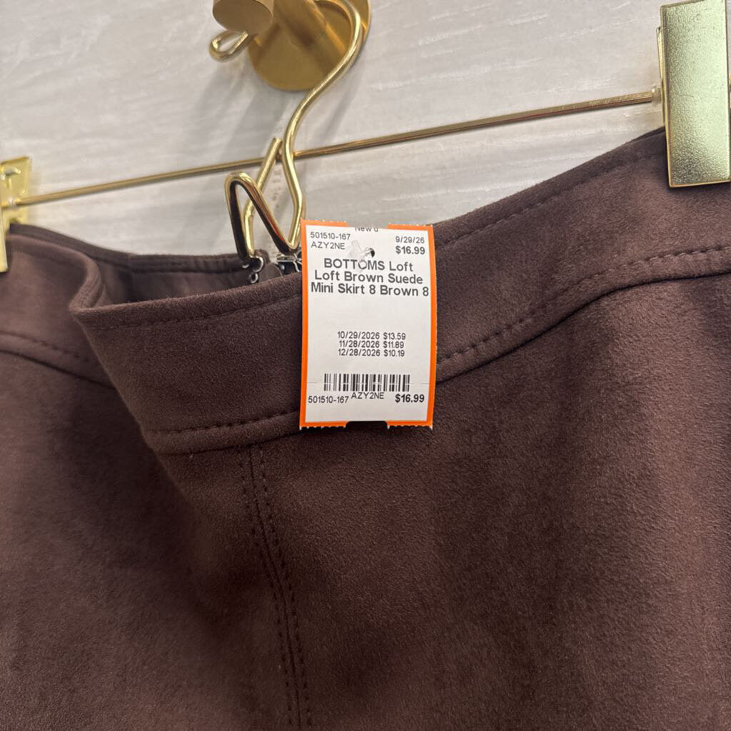 Loft Brown Suede Mini Skirt 8