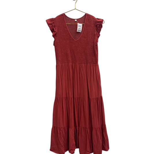 Orange Short Sleeve Midi Dress Small