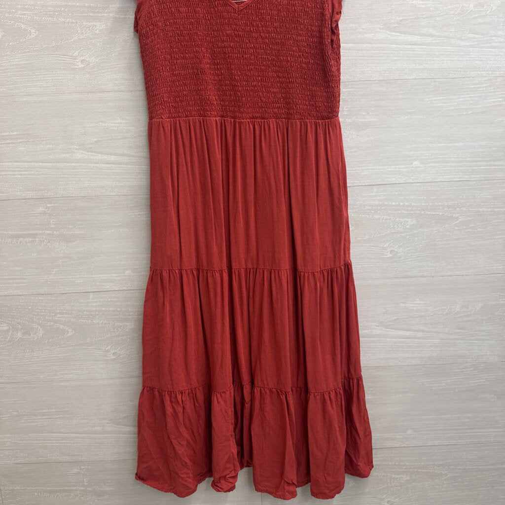 Orange Short Sleeve Midi Dress Small