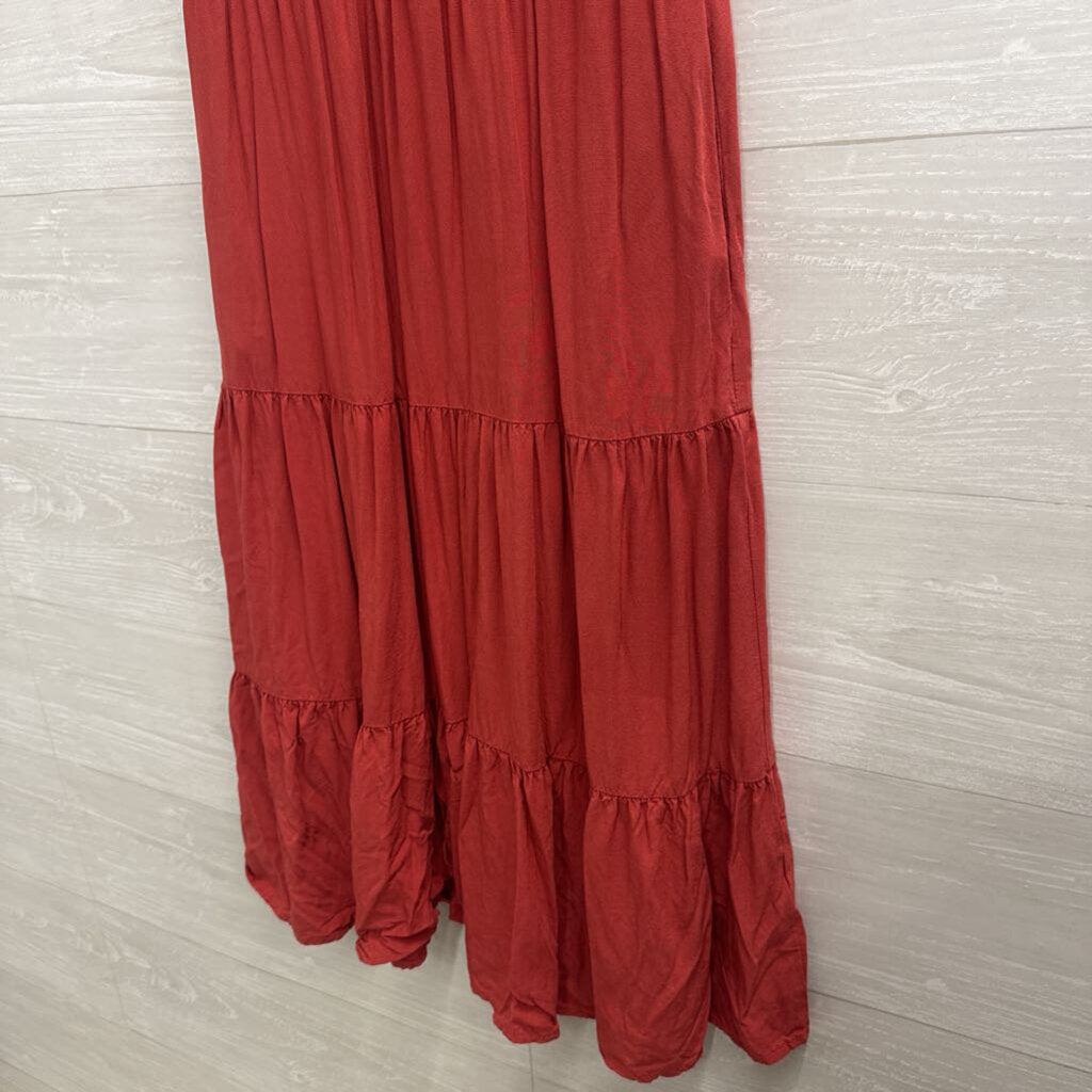 Orange Short Sleeve Midi Dress Small