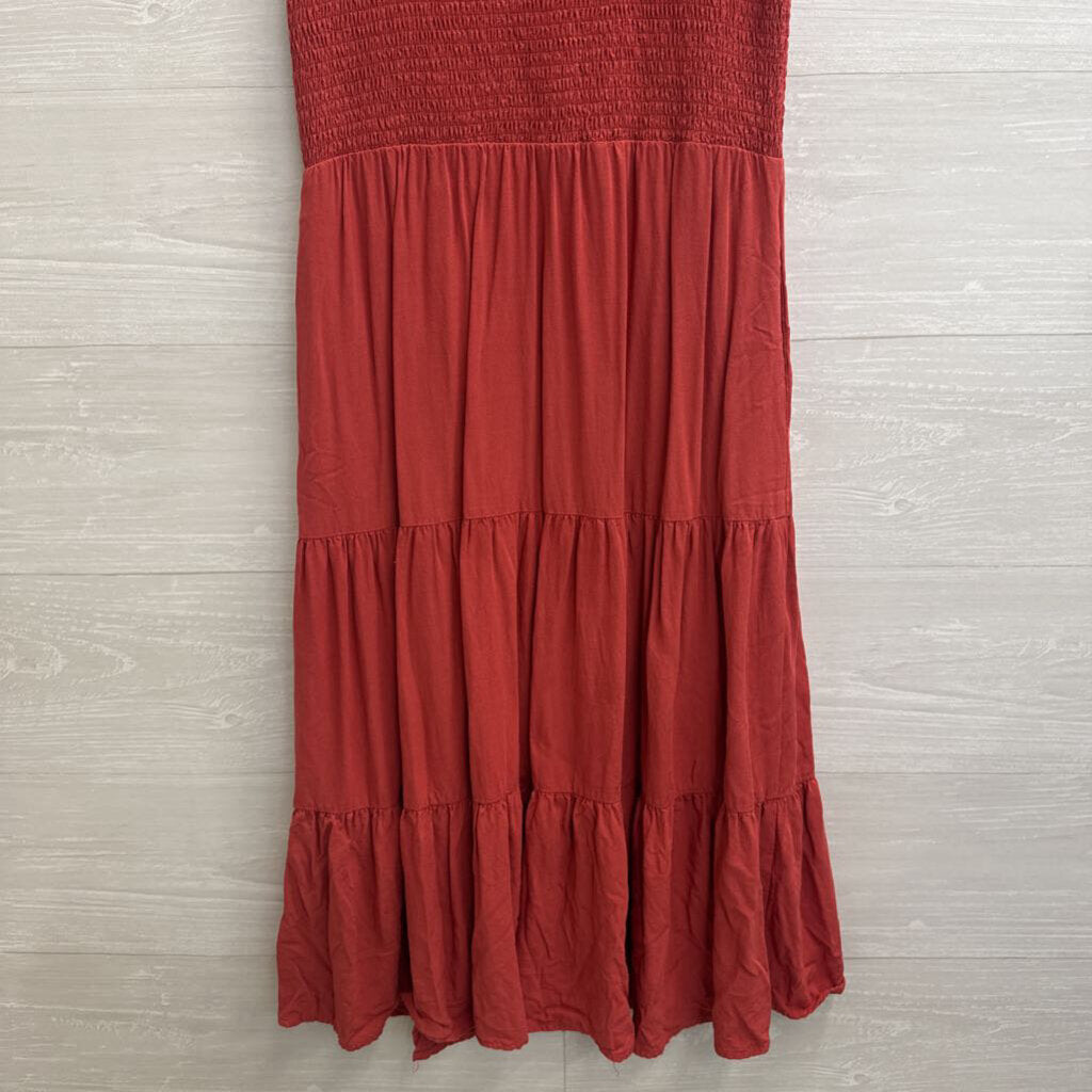 Orange Short Sleeve Midi Dress Small