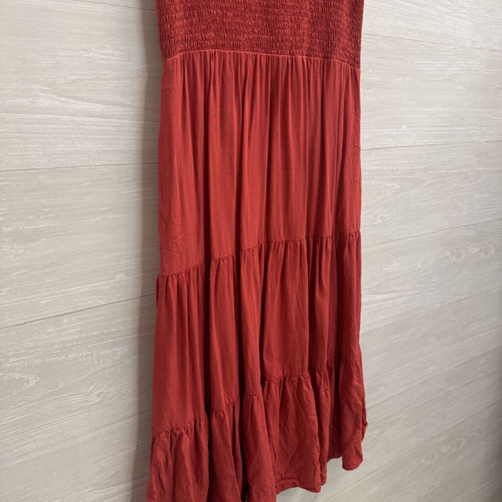 Orange Short Sleeve Midi Dress Small