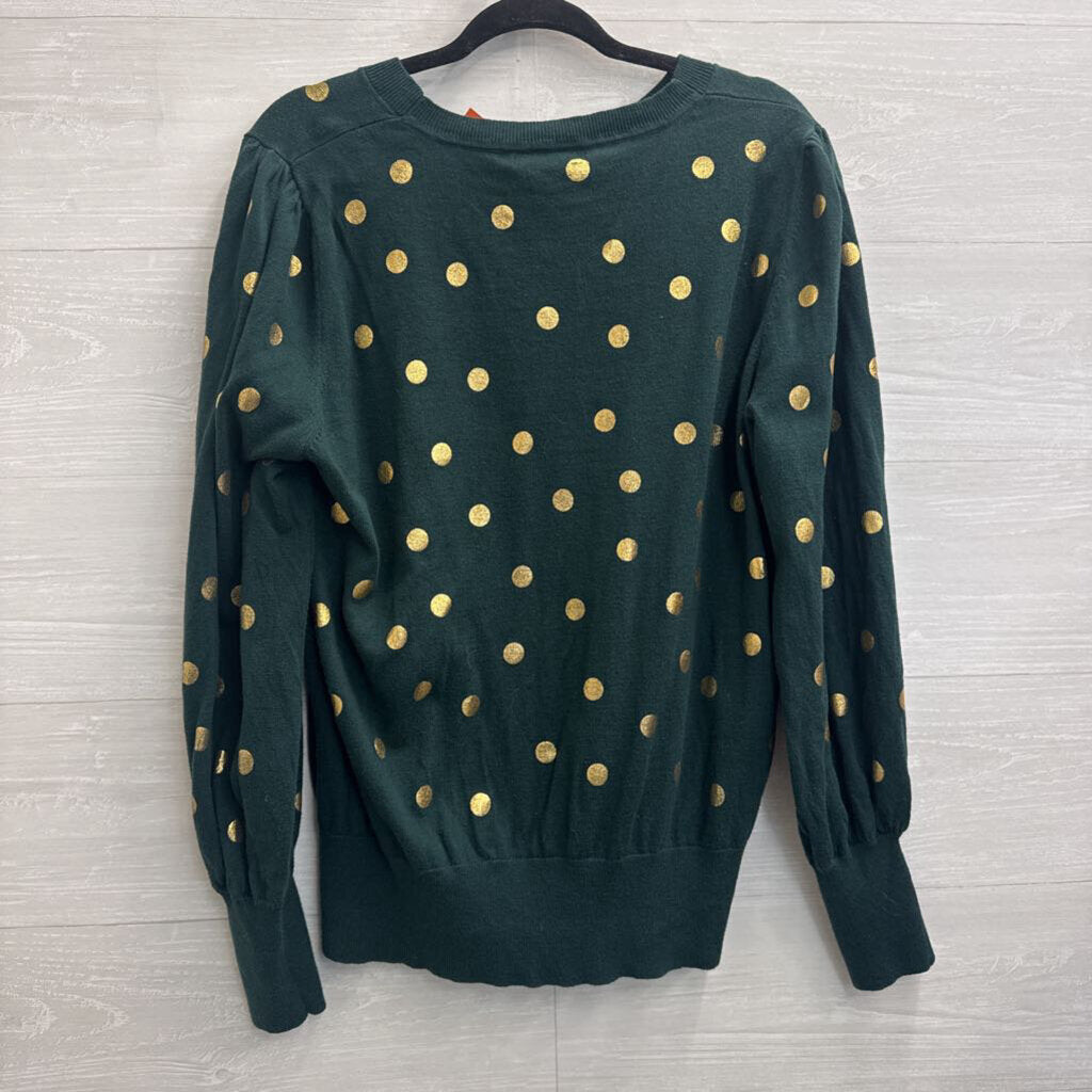 Boden Green/ Gold Polka Dot Sweater Top 16