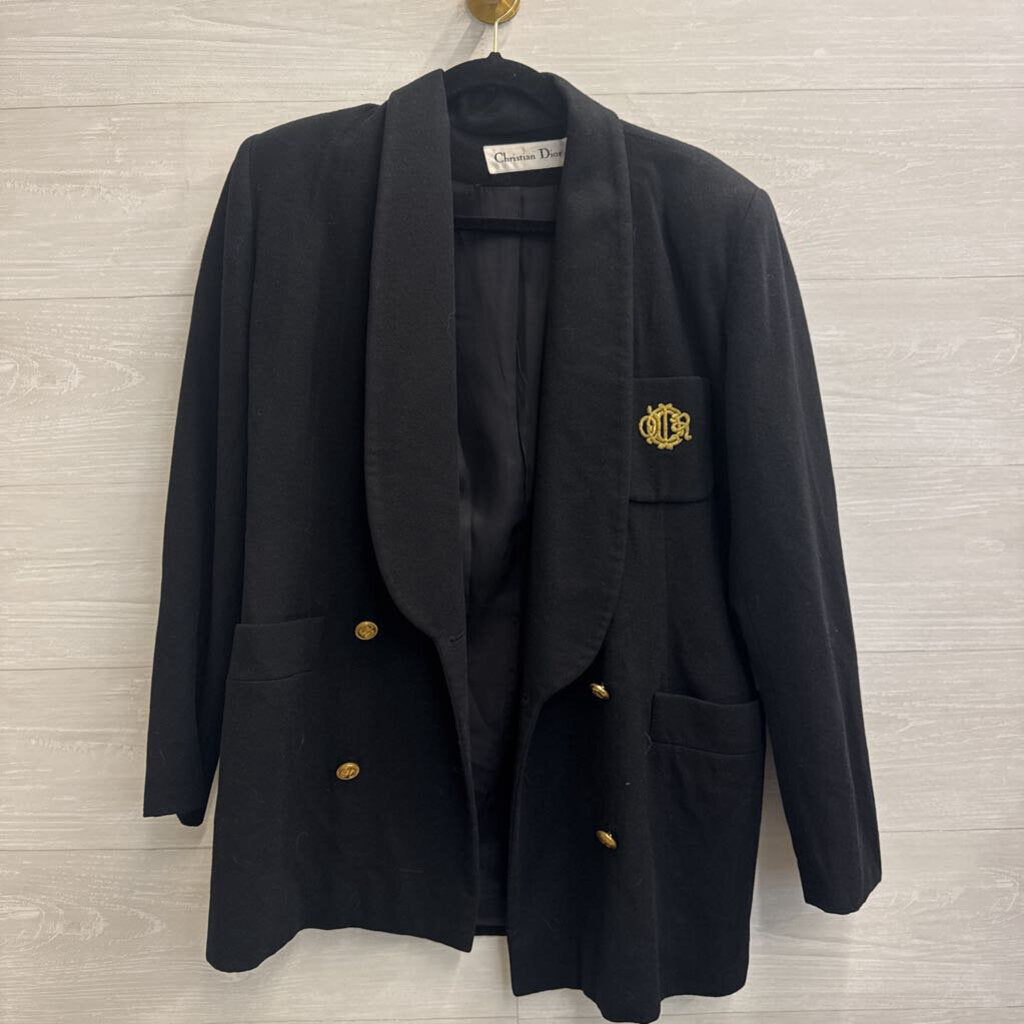 Christian Dior Black/ Gold Double Breasted Blazer Jacket 6