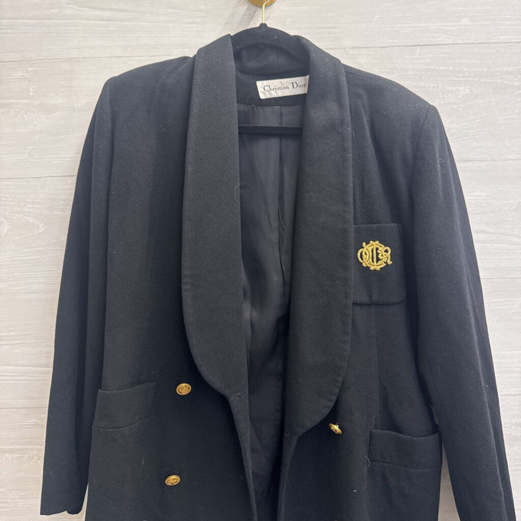 Christian Dior Black/ Gold Double Breasted Blazer Jacket 6