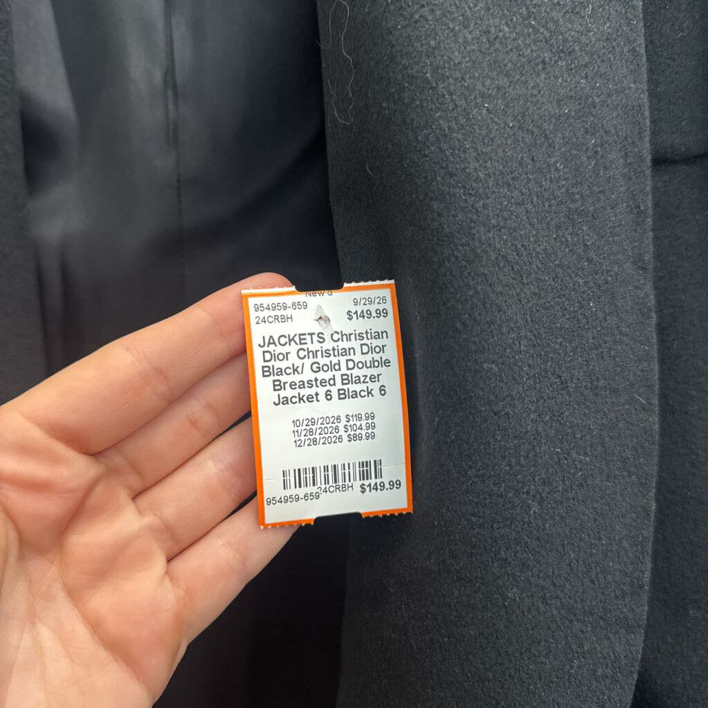 Christian Dior Black/ Gold Double Breasted Blazer Jacket 6