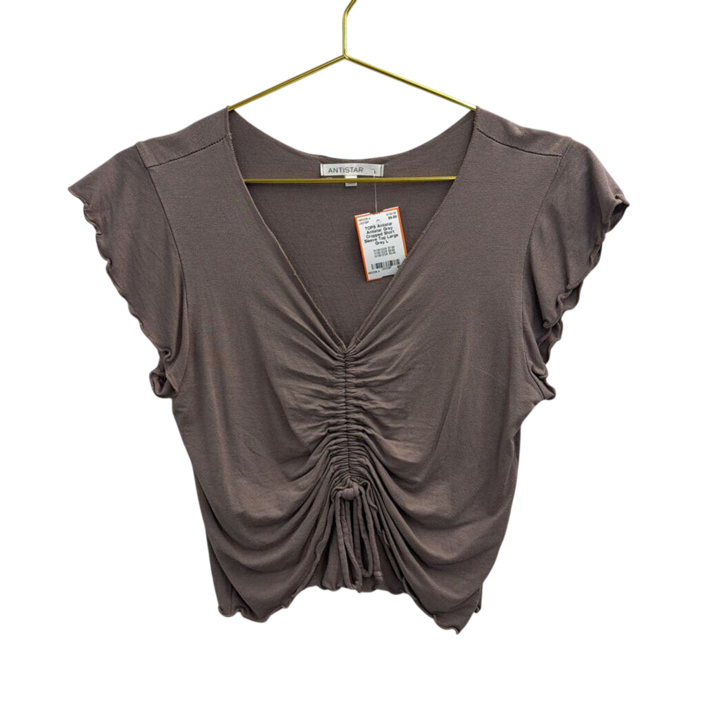 Antistar Grey Cropped Short Sleeve Top Large