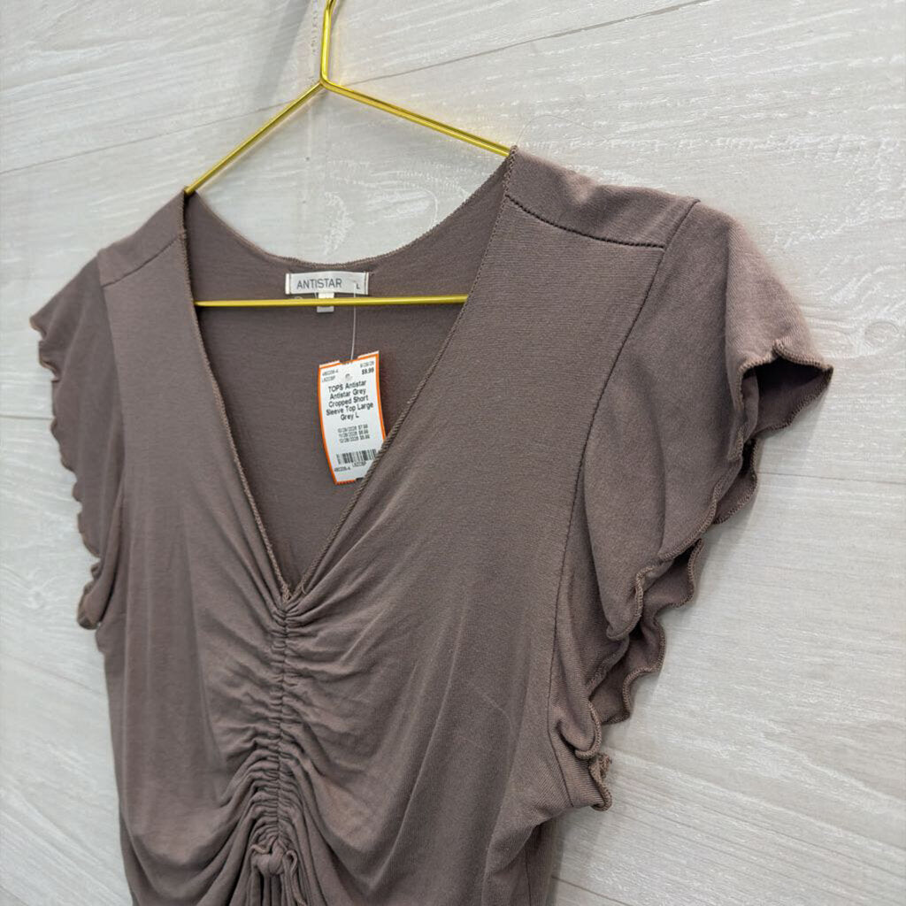 Antistar Grey Cropped Short Sleeve Top Large