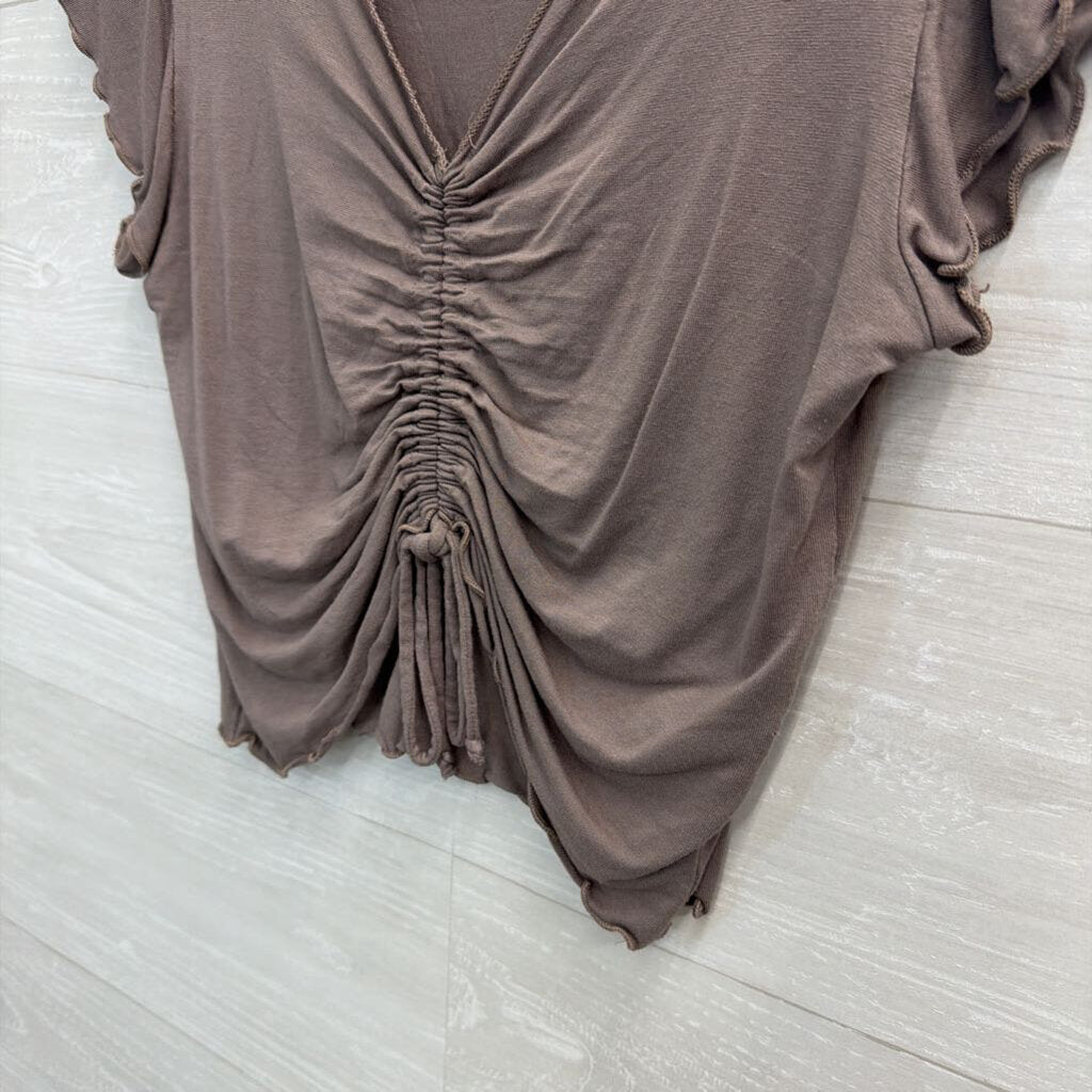 Antistar Grey Cropped Short Sleeve Top Large