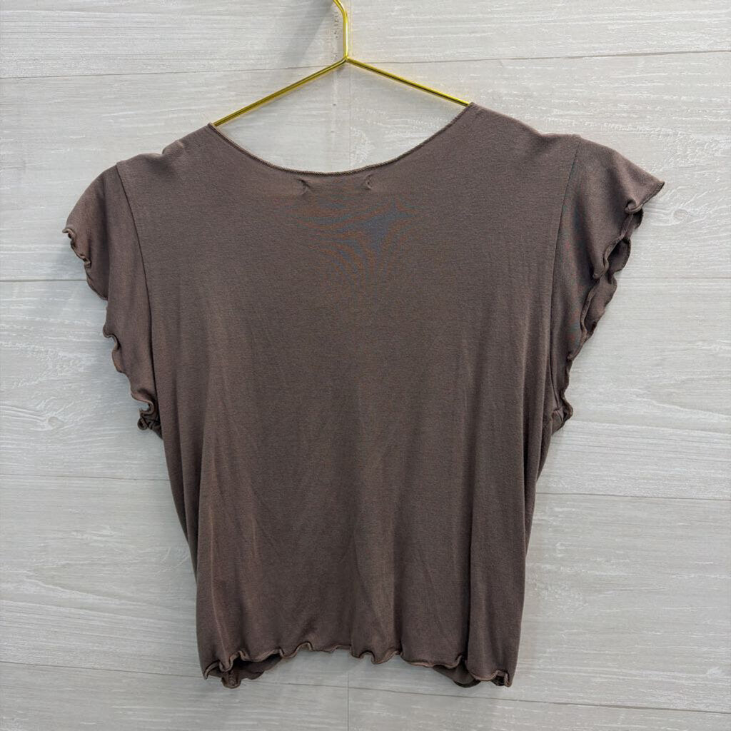 Antistar Grey Cropped Short Sleeve Top Large