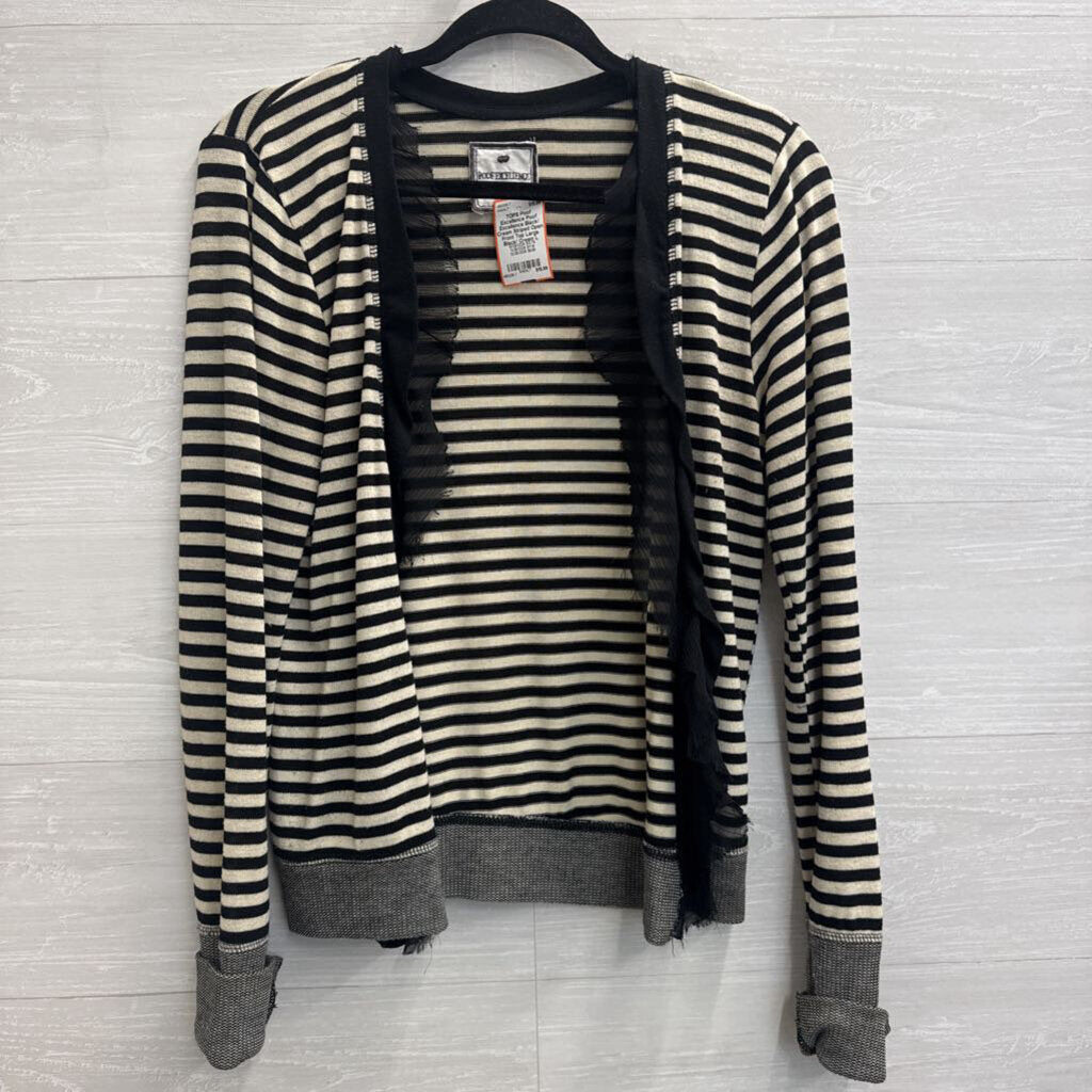 Poof Excellence Black/ Cream Striped Open Front Top Large