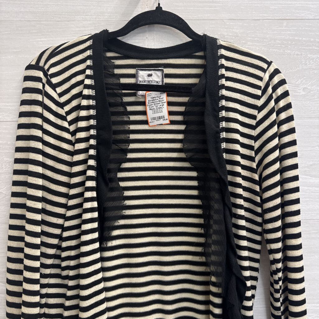 Poof Excellence Black/ Cream Striped Open Front Top Large