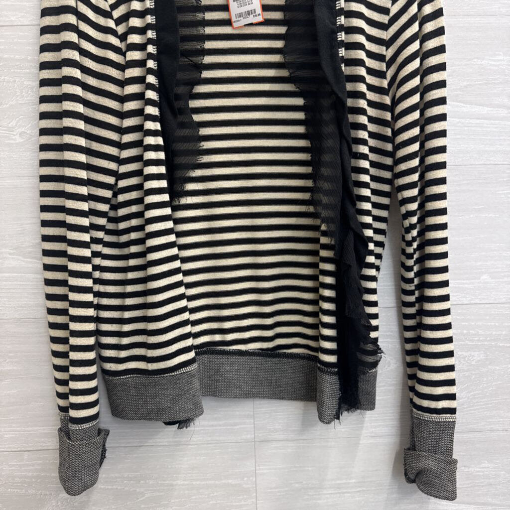 Poof Excellence Black/ Cream Striped Open Front Top Large
