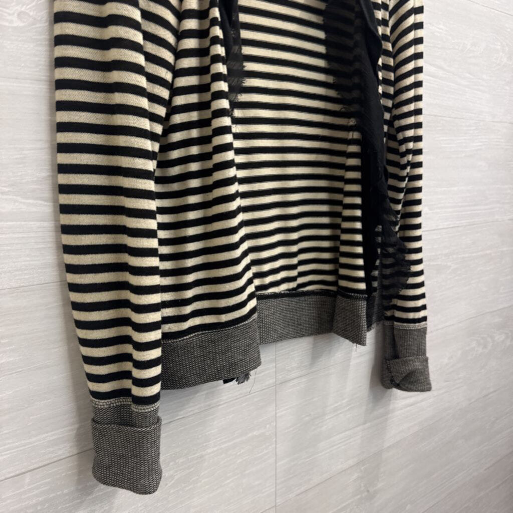 Poof Excellence Black/ Cream Striped Open Front Top Large