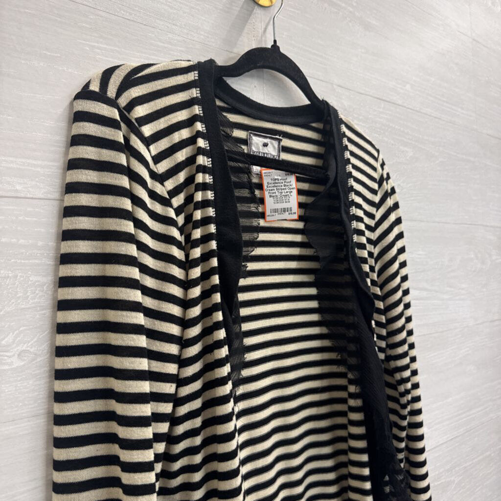 Poof Excellence Black/ Cream Striped Open Front Top Large