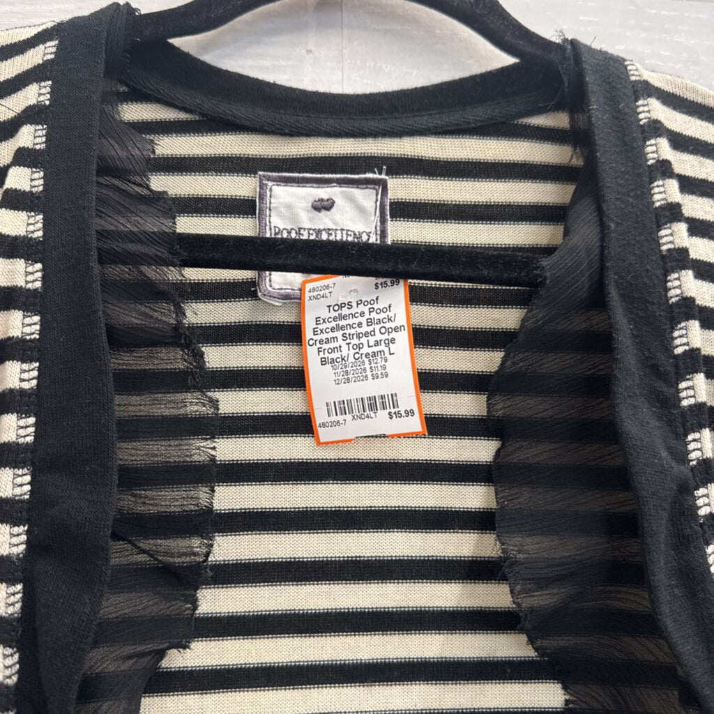 Poof Excellence Black/ Cream Striped Open Front Top Large