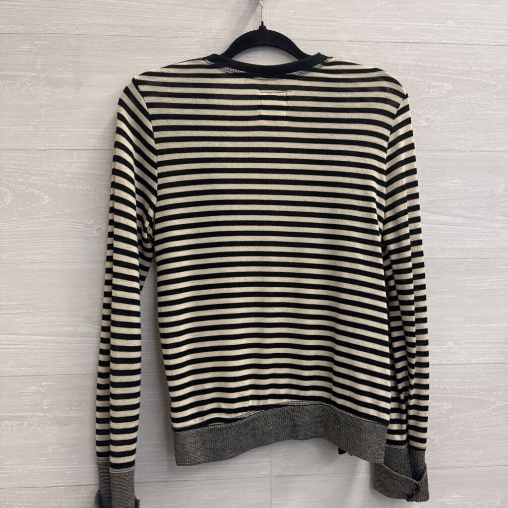 Poof Excellence Black/ Cream Striped Open Front Top Large