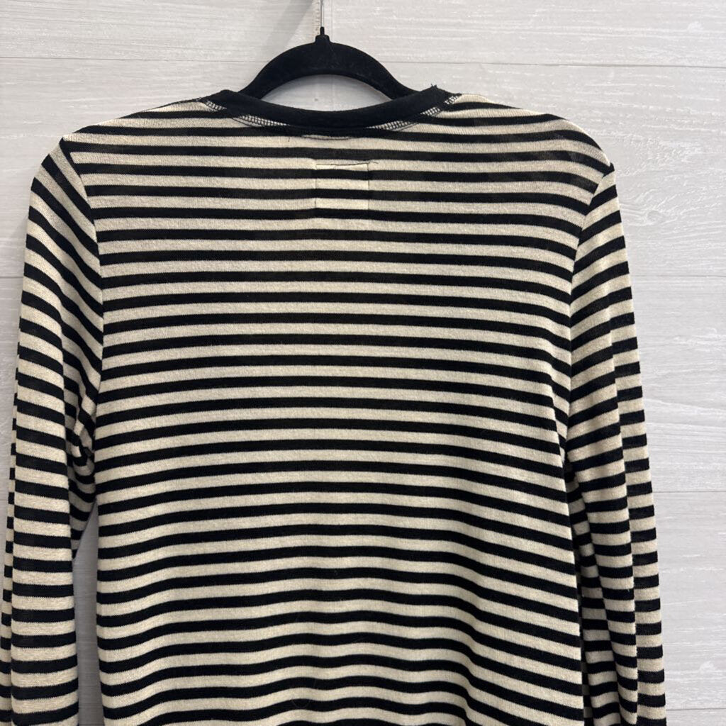 Poof Excellence Black/ Cream Striped Open Front Top Large