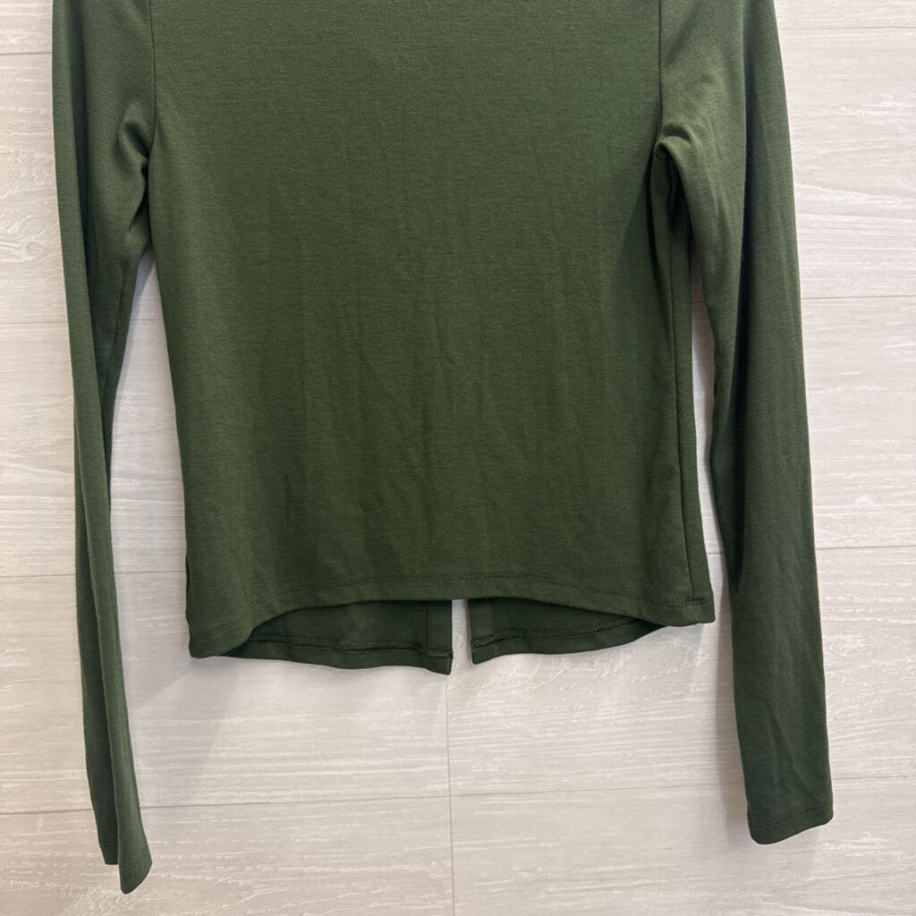 American Eagle Green Long Sleeve Button Front Top Small