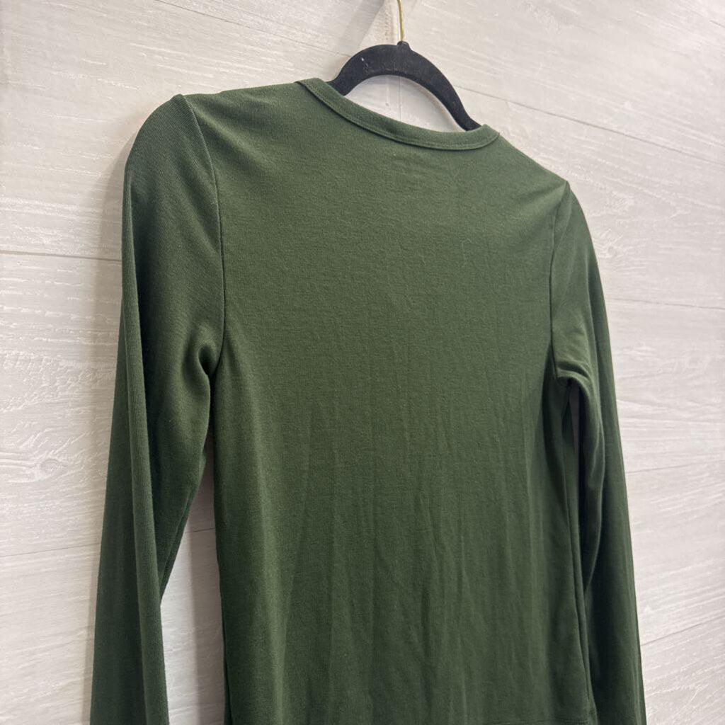 American Eagle Green Long Sleeve Button Front Top Small