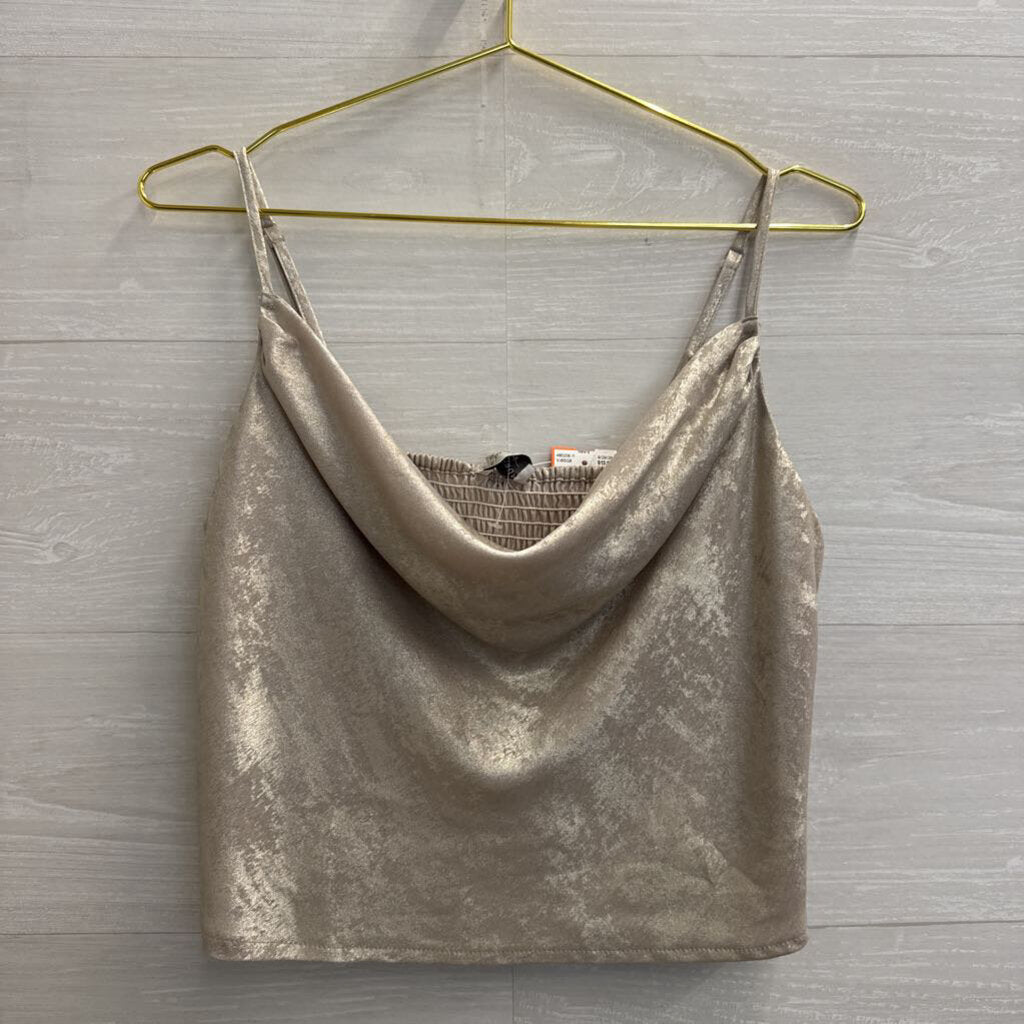 Dress Forum Metallic Gold Cropped Tank Top Large
