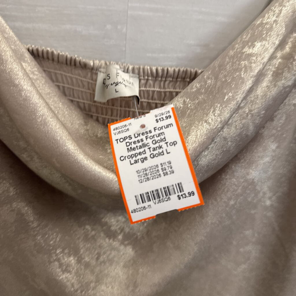 Dress Forum Metallic Gold Cropped Tank Top Large
