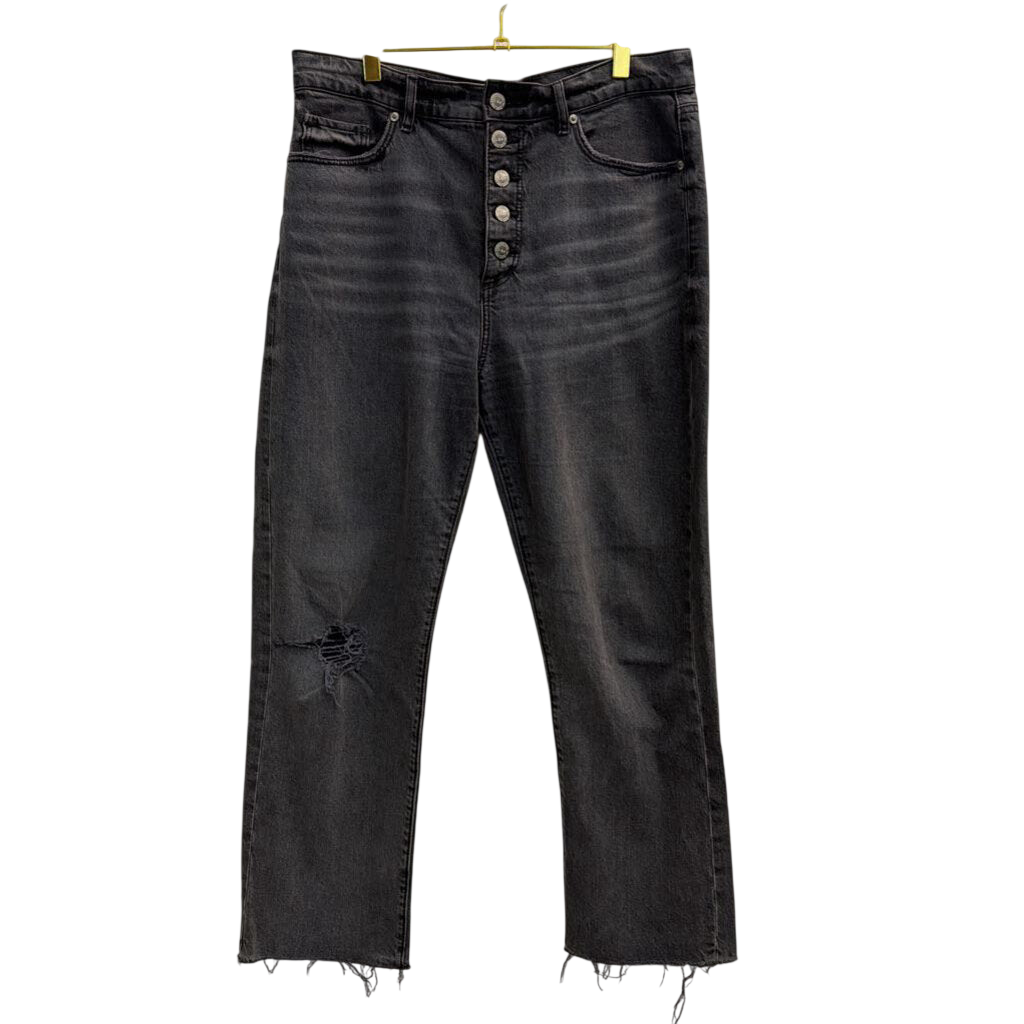 Loft Black Denim High Waist Straight Crop Jeans 29