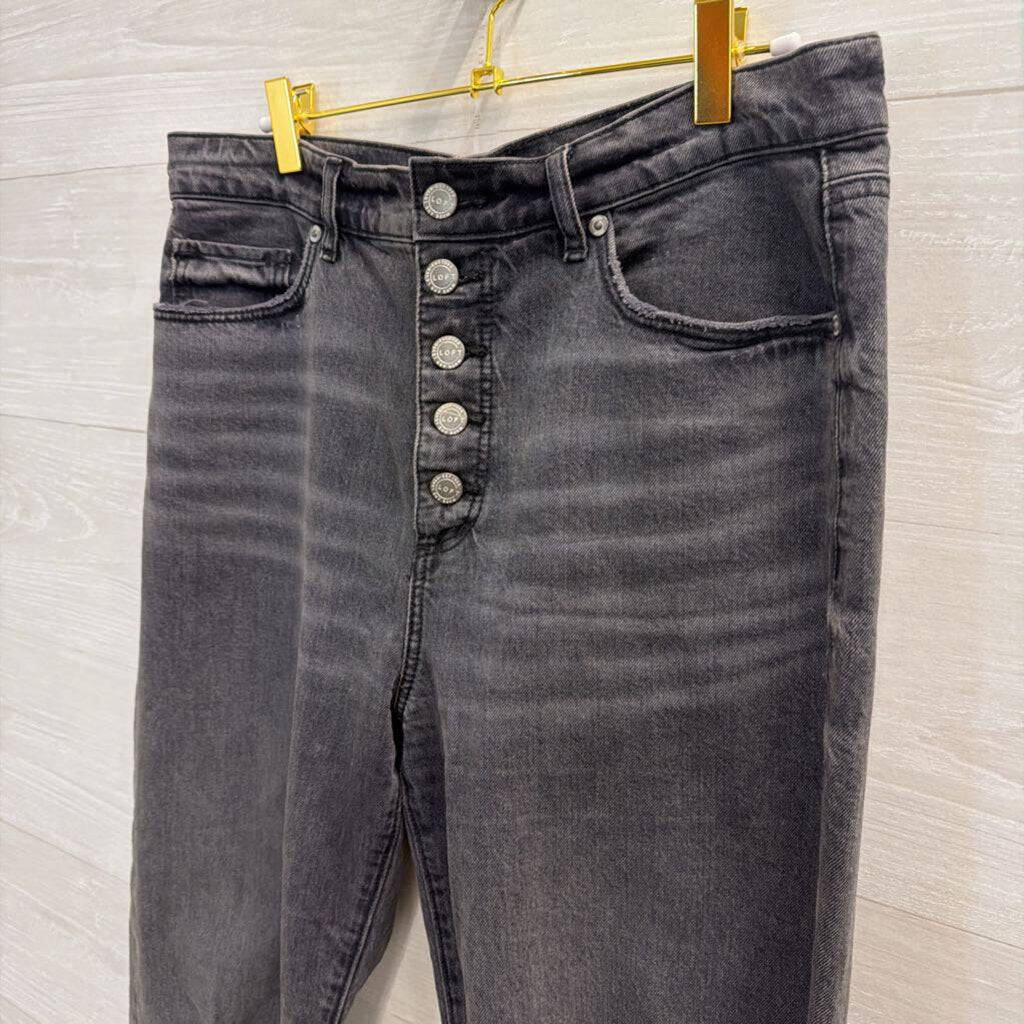 Loft Black Denim High Waist Straight Crop Jeans 29