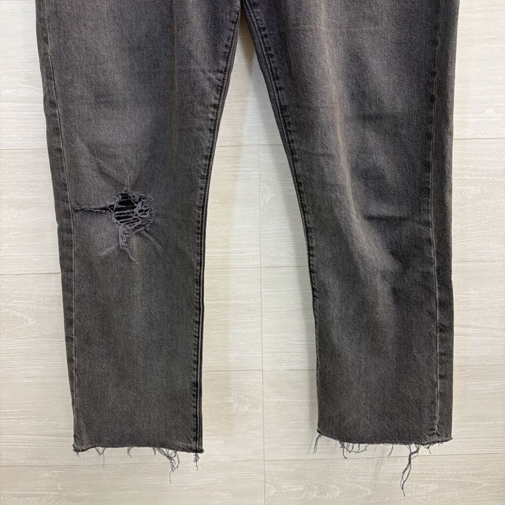 Loft Black Denim High Waist Straight Crop Jeans 29