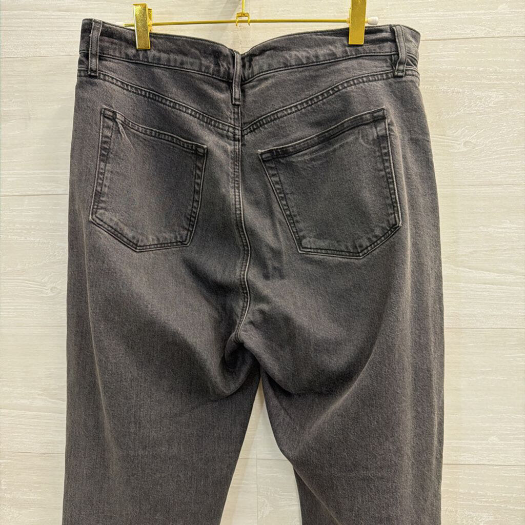 Loft Black Denim High Waist Straight Crop Jeans 29