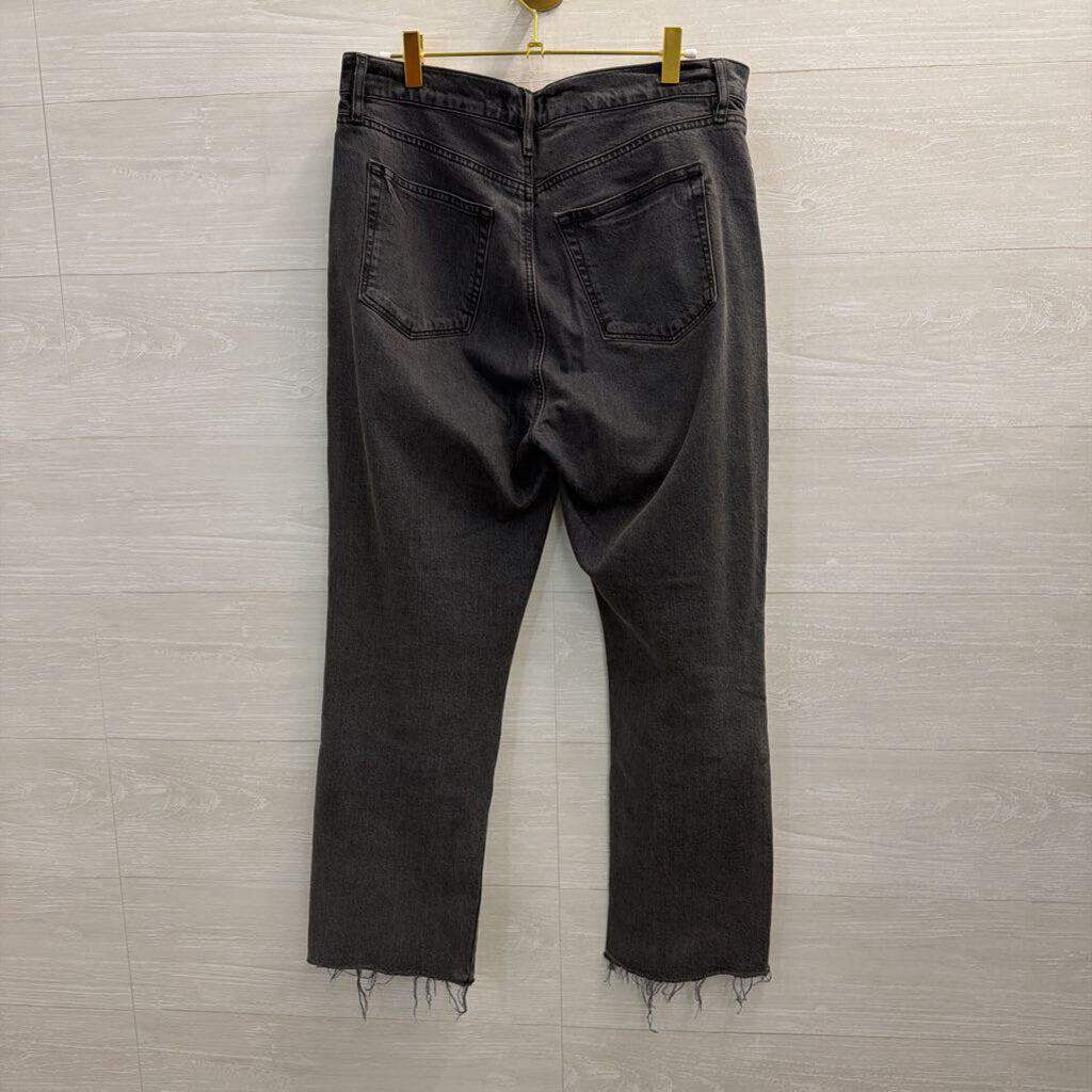 Loft Black Denim High Waist Straight Crop Jeans 29