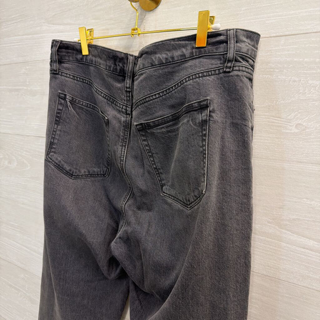 Loft Black Denim High Waist Straight Crop Jeans 29