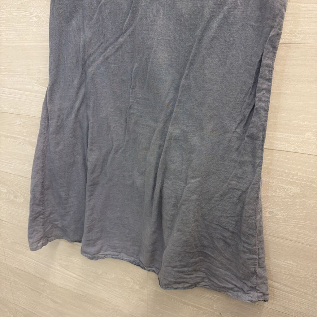 Blue 100% Cotton Front Pocket Short Sleeve Tunic Top Medium