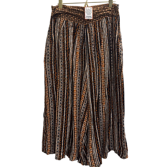 SK and Company White/ Black/ Brown Print Cropped Wide Leg Pants 12