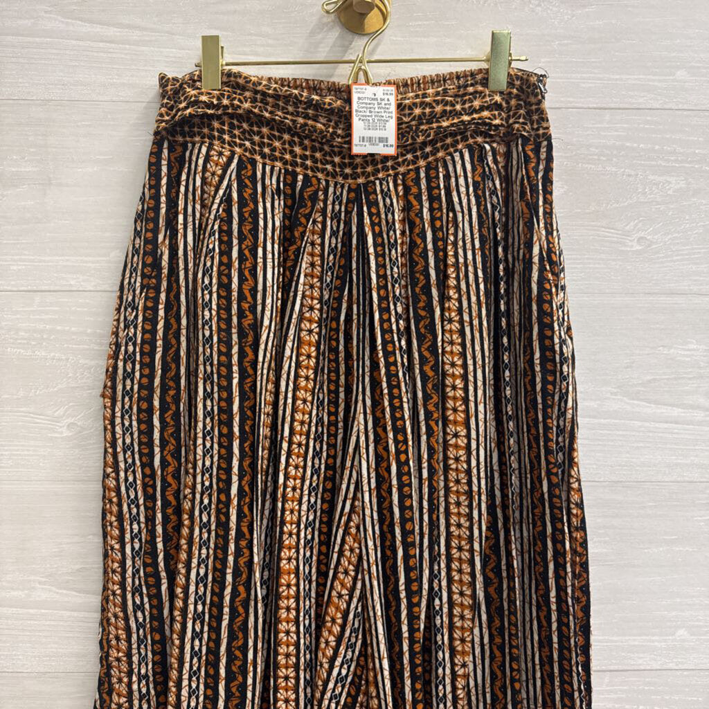 SK and Company White/ Black/ Brown Print Cropped Wide Leg Pants 12