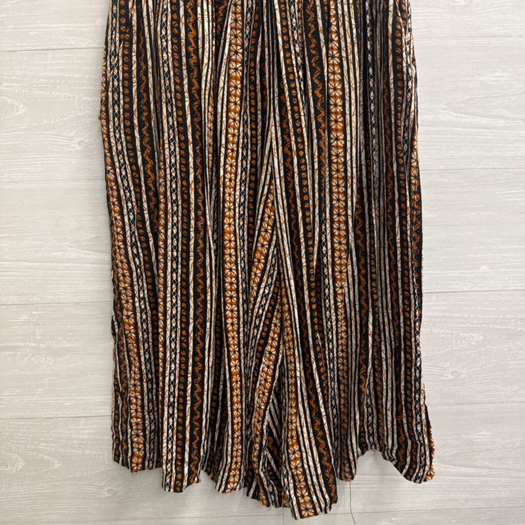 SK and Company White/ Black/ Brown Print Cropped Wide Leg Pants 12
