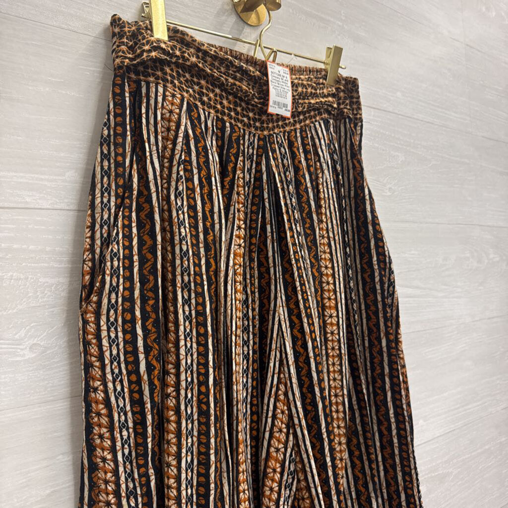 SK and Company White/ Black/ Brown Print Cropped Wide Leg Pants 12