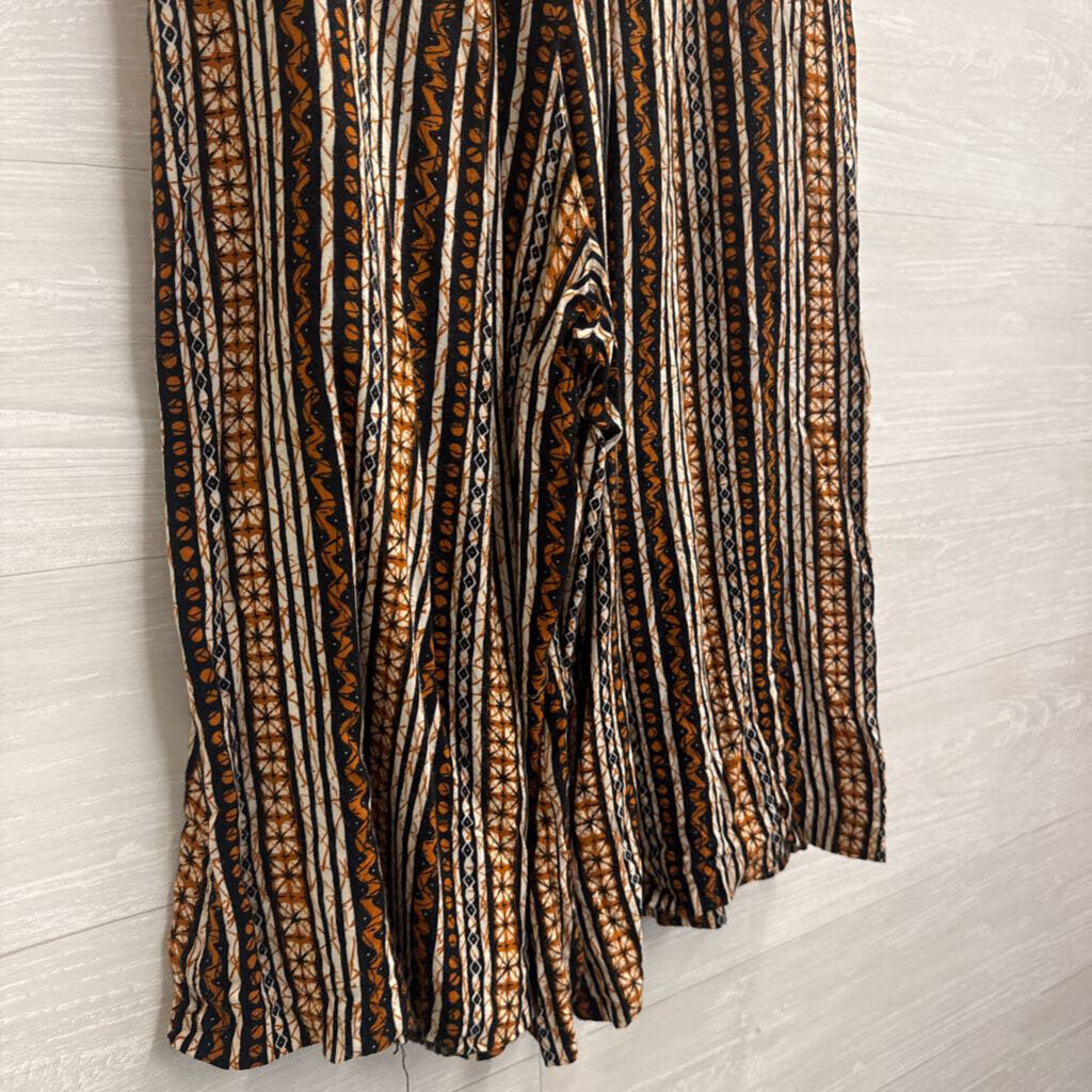 SK and Company White/ Black/ Brown Print Cropped Wide Leg Pants 12