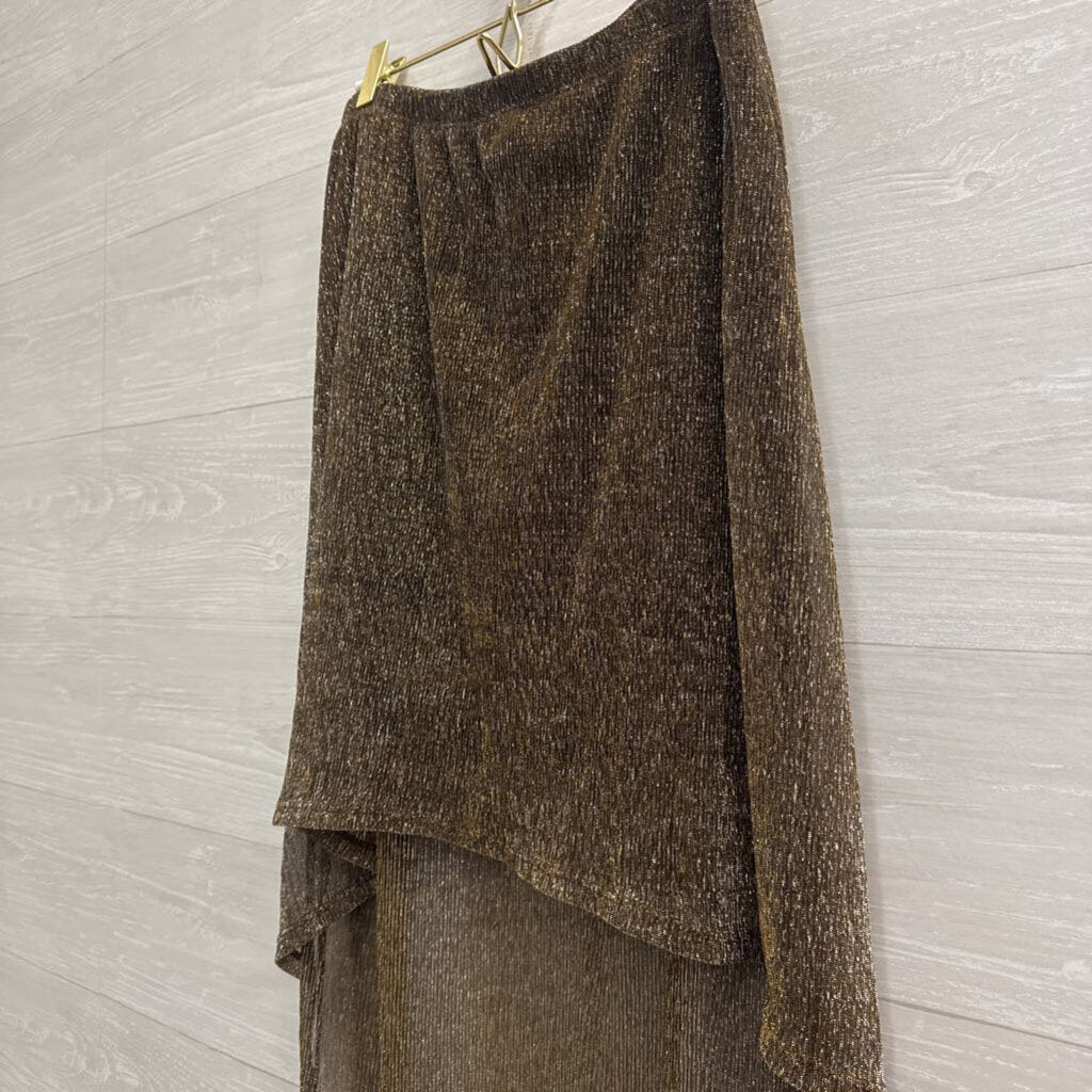 Lily White Black/ Metallic Gold High-Low Skirt Large