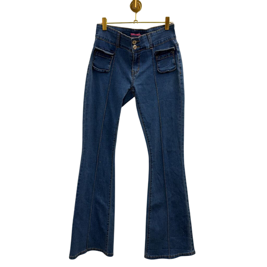 Edikted Medium Wash Flare Leg Jeans Medium