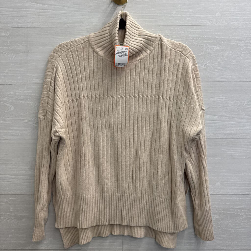 Kallmeyer Beige Ribbed Turtleneck Sweater Extra Small