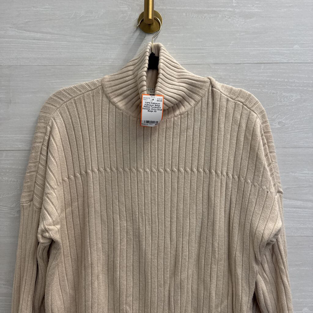 Kallmeyer Beige Ribbed Turtleneck Sweater Extra Small