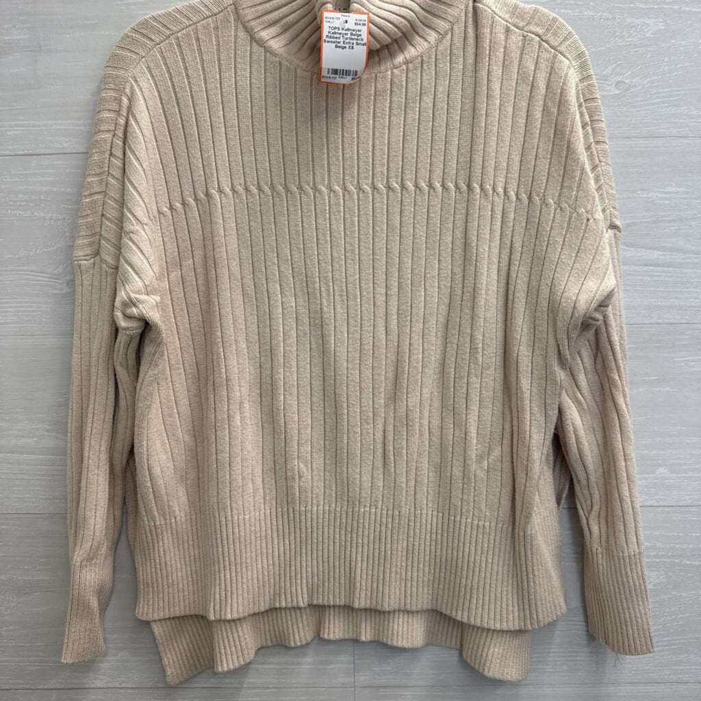 Kallmeyer Beige Ribbed Turtleneck Sweater Extra Small